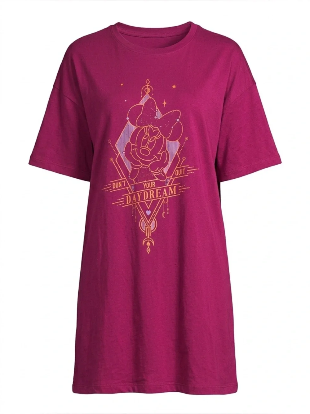 Disney Minnie Mouse Celestial Sleep Shirt Dress Magenta 100% Cotton M or L NWT - Picture 1 of 8